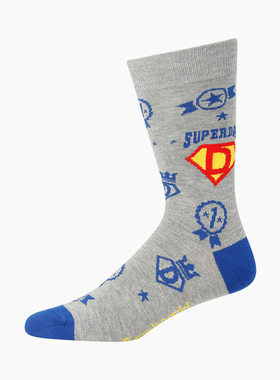 舒适竹纤维抗菌防臭SUPERDAD爸爸是超人父亲节中筒男袜BA046