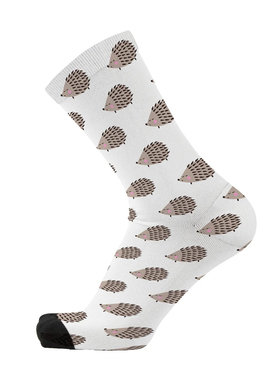 竹纤维抗菌防臭透气刺猬Hedgehogs无骨对目男女情侣中筒袜RED005