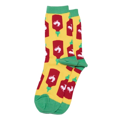 女士棉质HOLY SRIRACHA我的天啊拉差红公鸡辣椒酱中筒女袜OO