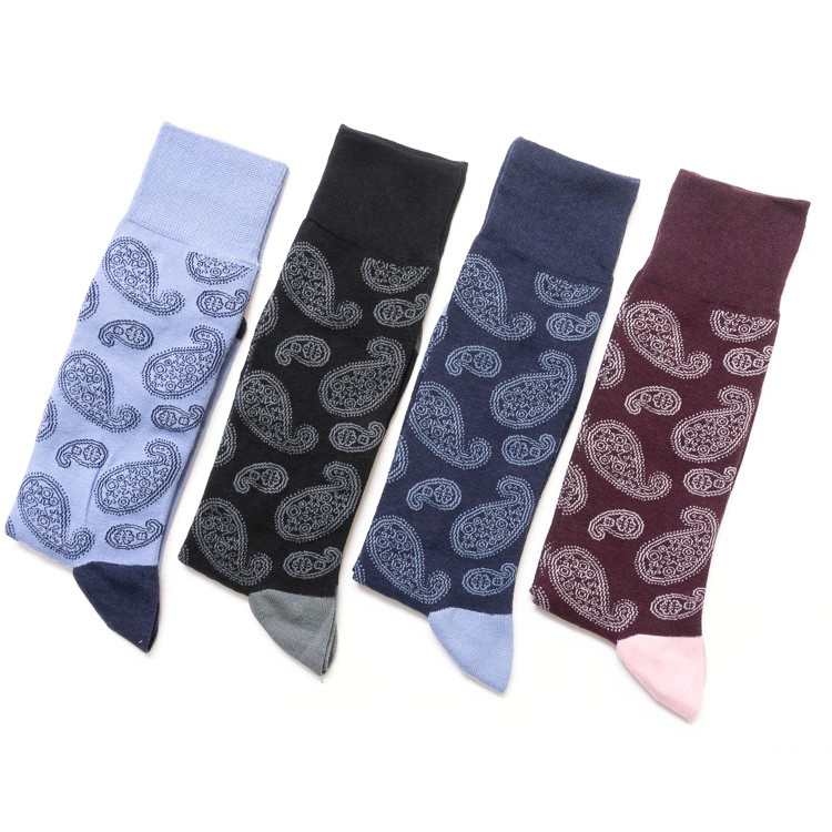 春夏舒适薄棉佩斯利腰果花Paisley吉祥与生命力无骨对目男袜CH037