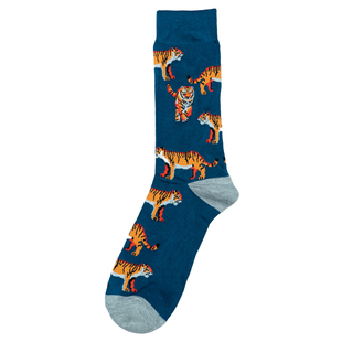 舒适竹纤维抗菌排湿防臭透气tiger老虎图案中筒男袜BA164