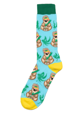 舒适棉质SLOTH树懒吸烟图案中筒男袜DH222
