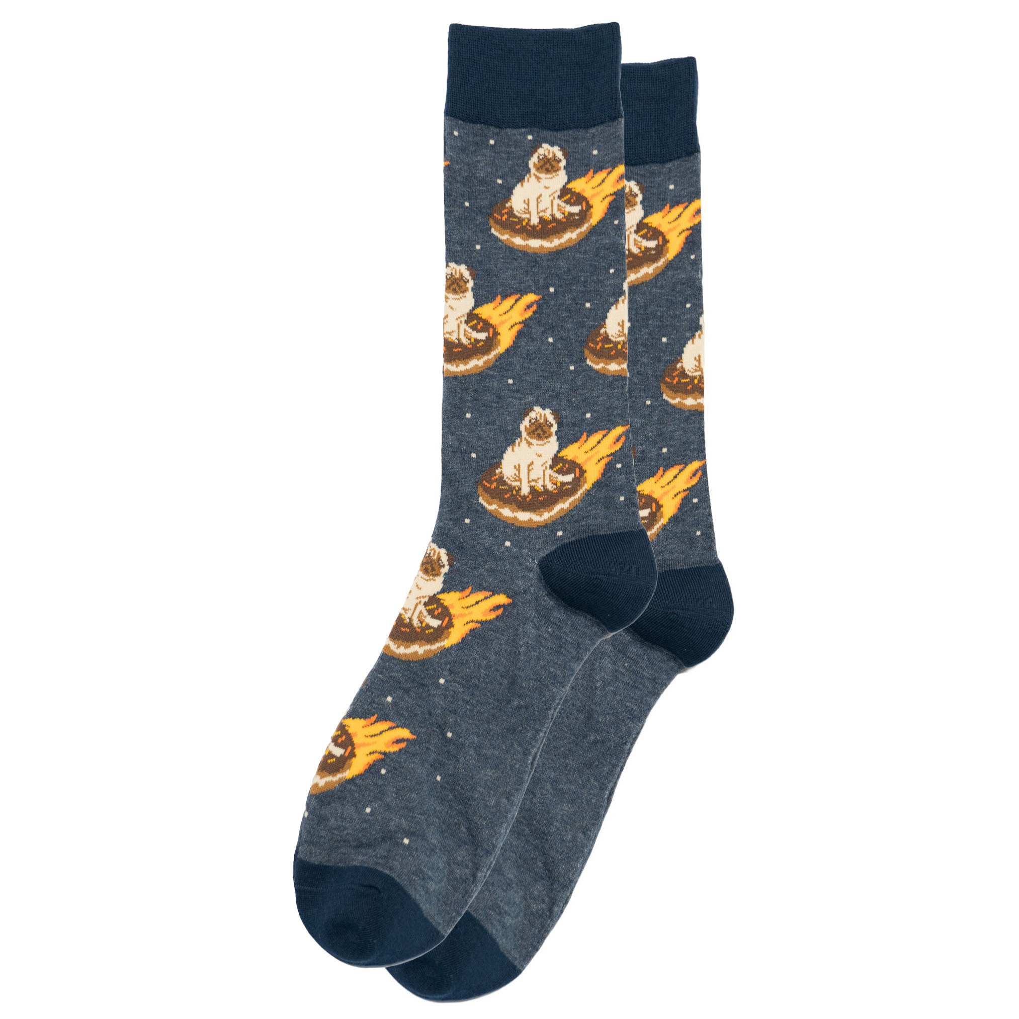 男士舒适棉质巴哥犬哈巴狗和巧克力甜甜圈中筒男袜DH021