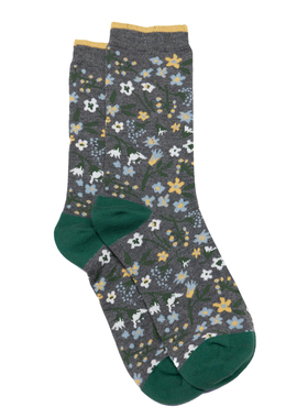 女士竹袜竹纤维抗菌防臭透气花朵小碎花鲜花无骨对目女袜THO850