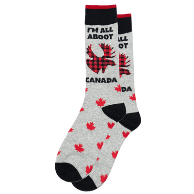 男士棉质I'M ALL ABOOT CANADA全力支持加拿大老鹰枫叶男袜DH224