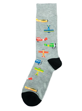 竹袜竹纤维抗菌防臭Airplanes螺旋桨飞机飞行家飞行员男袜BA149