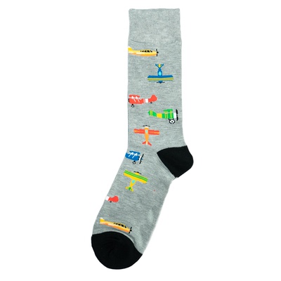 竹袜竹纤维抗菌防臭Airplanes螺旋桨飞机飞行家飞行员男袜BA149