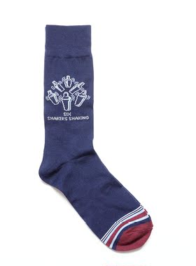 舒适棉质SIX SHAKERS SHAKING六个调酒器图案中筒男袜企鹅096