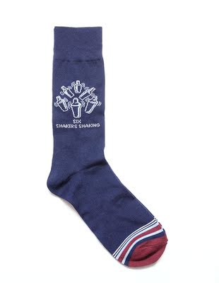 舒适棉质SIX SHAKERS SHAKING六个调酒器图案中筒男袜企鹅096