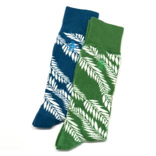 舒适棉质树叶植物图案中筒男袜2色企鹅127