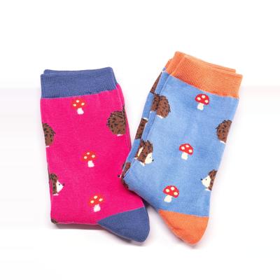 竹袜竹纤维春夏抗菌防臭Hedgehogs & Toadstools刺猬吃蘑菇女袜MS