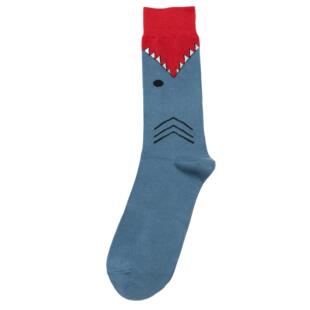 舒适棉质大白鲨袭击鲨鱼攻击中筒男袜