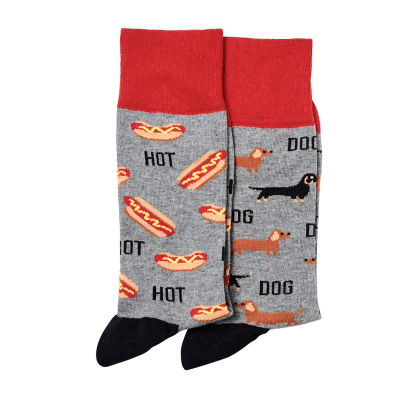 春夏薄棉热狗HOT DOG腊肠狗DACHSHUND对口AB版鸳鸯男袜AD015