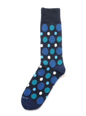 舒适棉质波点波尔卡圆形图案中筒绅士男袜CR039