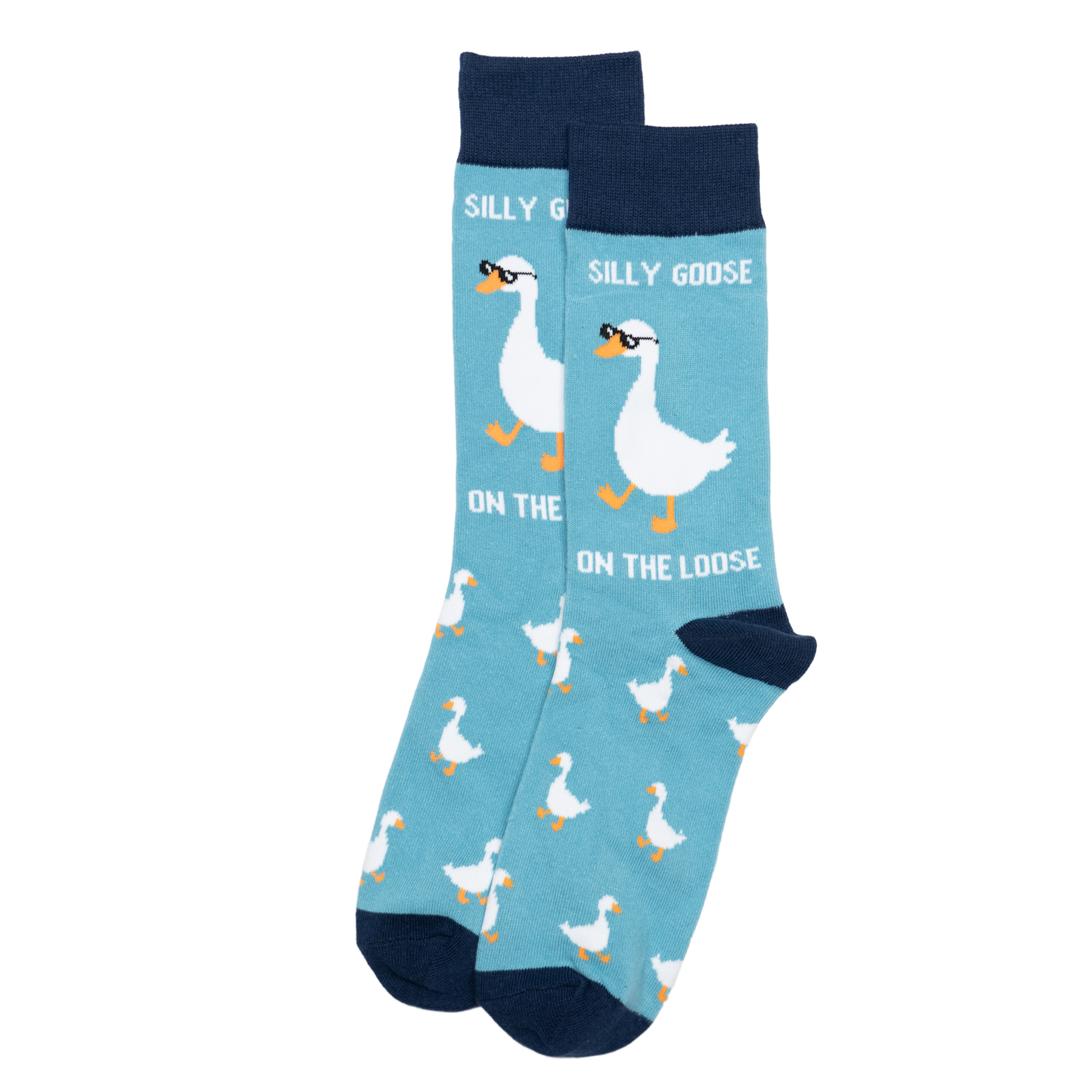 舒适棉质Silly Goose On The Loose傻乎乎可爱的大白鹅男袜HAR