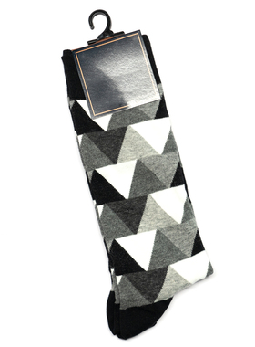 舒适棉质几何三角图案防臭中筒男袜DH170