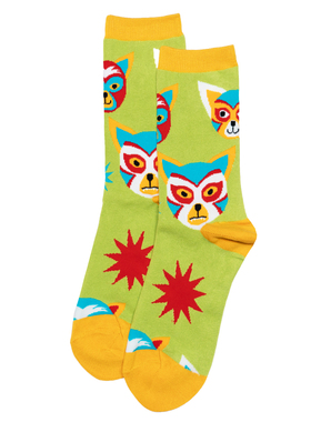 舒适棉质Lucha Chihuahuas吉娃娃犬的战斗袜狗狗中筒女袜OO