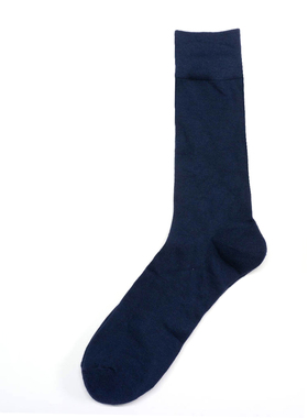 舒适棉质脚跟脚趾毛圈足弓平衡拱纯色藏蓝春秋中厚中筒男袜HA150