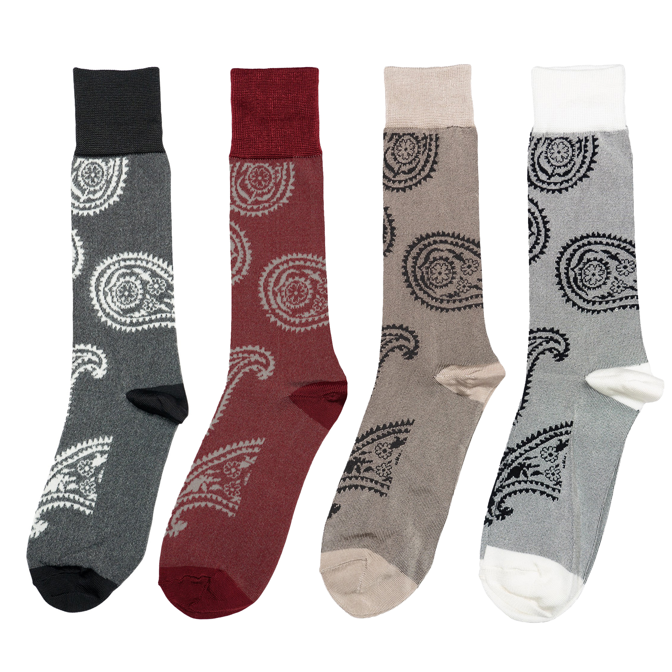 春夏轻薄滑爽凉感丝袜腰果花Paisley吉祥与生命力中筒男袜Stacy