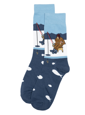 舒适棉质大脚怪冰上钓鱼冰钓Ice Fishing Bigfoot中筒男袜RH