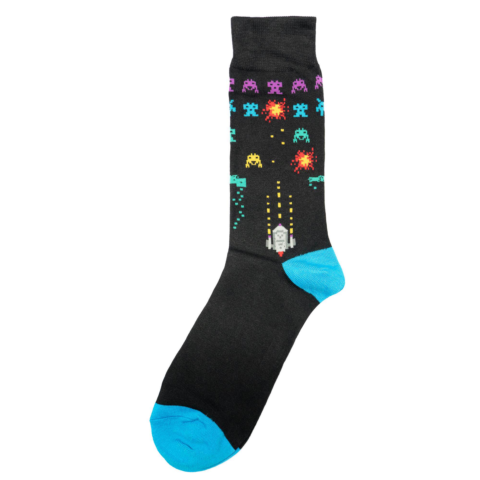 竹袜竹纤维抗菌防臭ARCADE飞机射击电玩街机游戏中筒男袜BA047