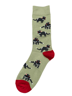 舒适竹纤维抗菌防臭塔斯马尼亚恶魔袋獾图案动物主题男袜BA073