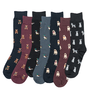 日系春秋加固脚趾脚跟防臭巴哥哈巴狗绿头野鸭雪纳瑞小熊中厚男袜