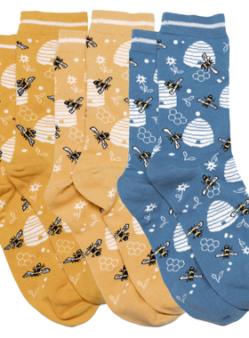 女士竹袜竹纤维抗菌防臭防过敏蜂巢蜜蜂无骨对目中筒女袜THO847