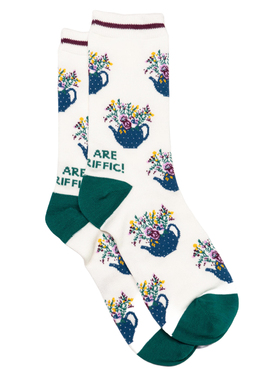 女士竹袜抗菌防臭YOU ARE TEA RIFFIC你太棒了鲜花对目女袜THO840