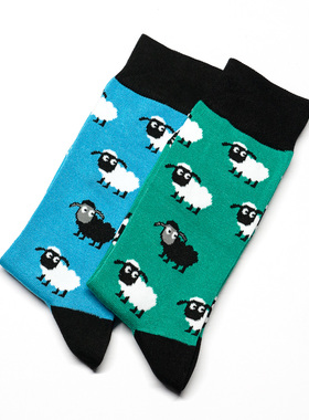 竹袜抗菌防臭black nosed sheep萌宠瓦莱黑鼻羊黑脸羊男袜BA057