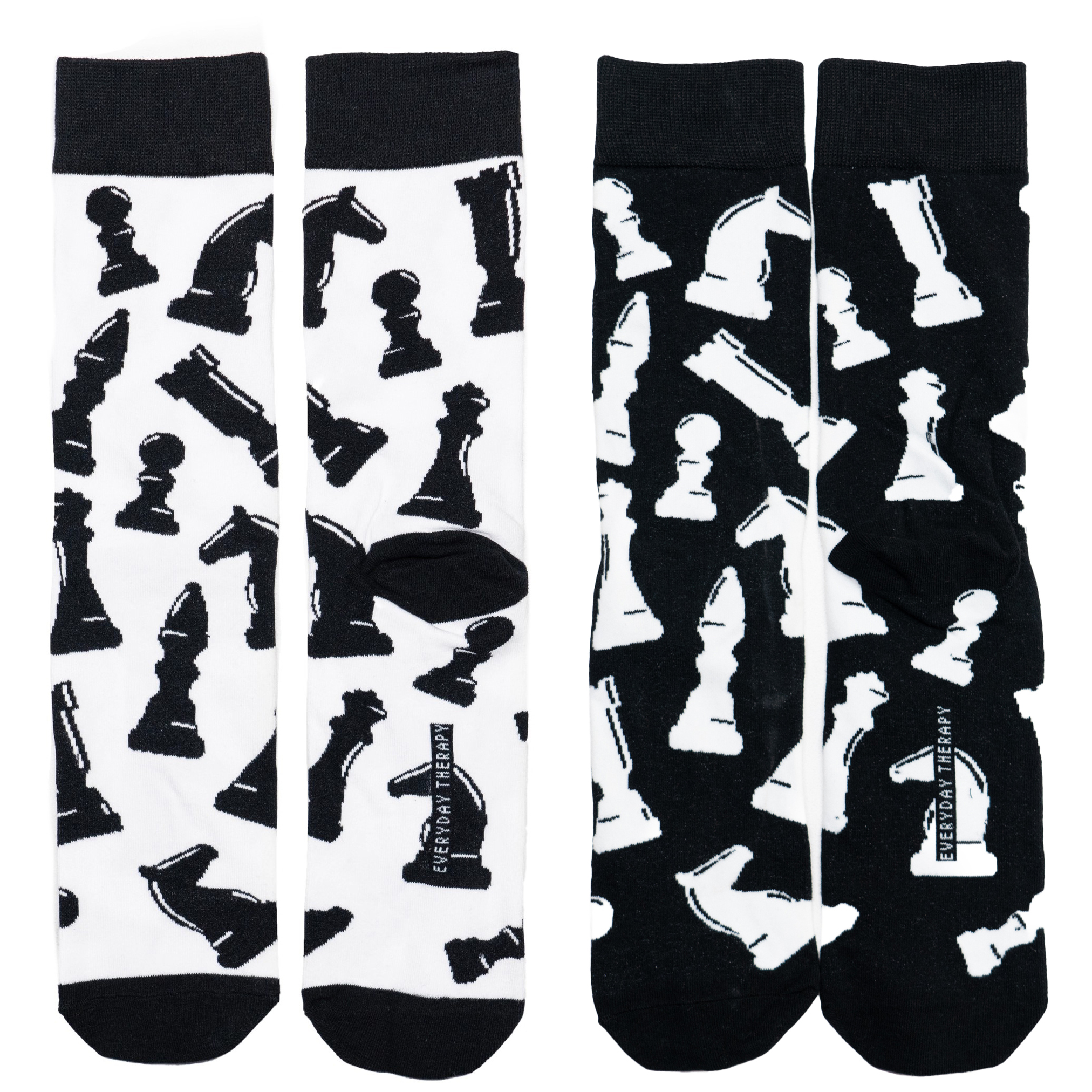 舒适全棉国际象棋Chess直板中筒男袜MED