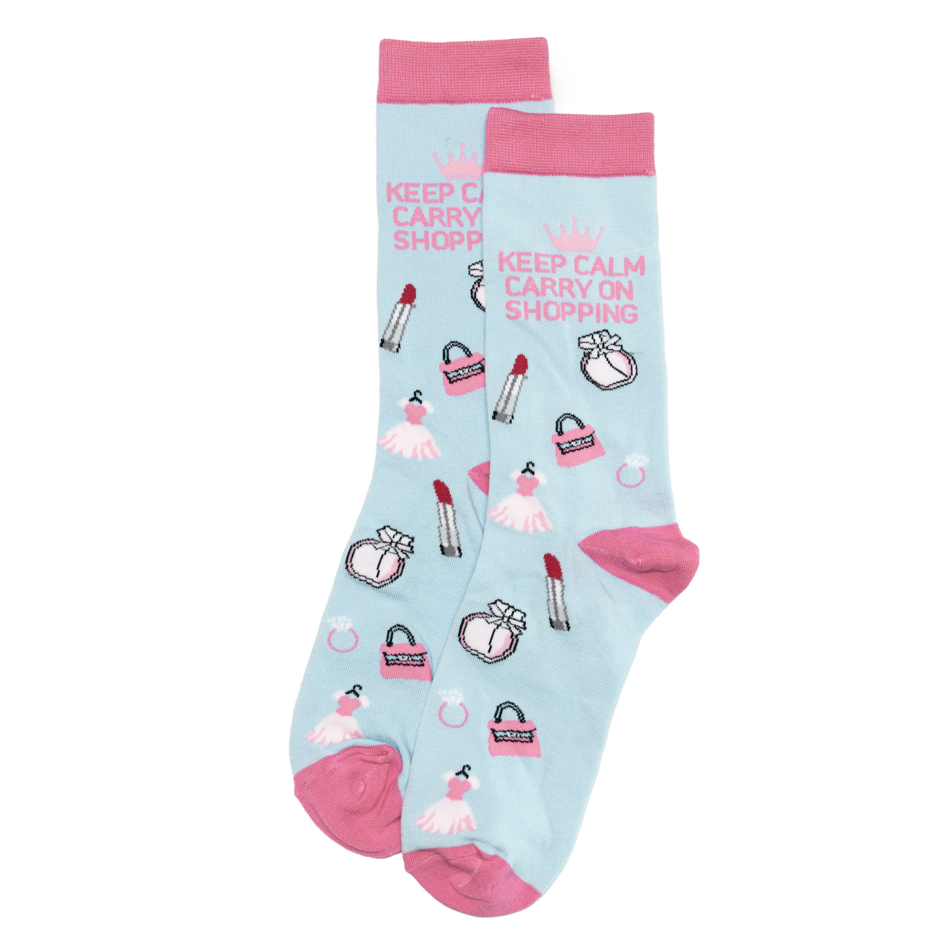 竹袜keep calm carry on shopping保持冷静继续购物中筒女袜HT