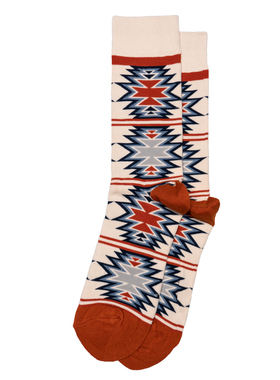 舒适棉质Coral Root条纹水波纹费尔岛艺术图案中筒男袜OO