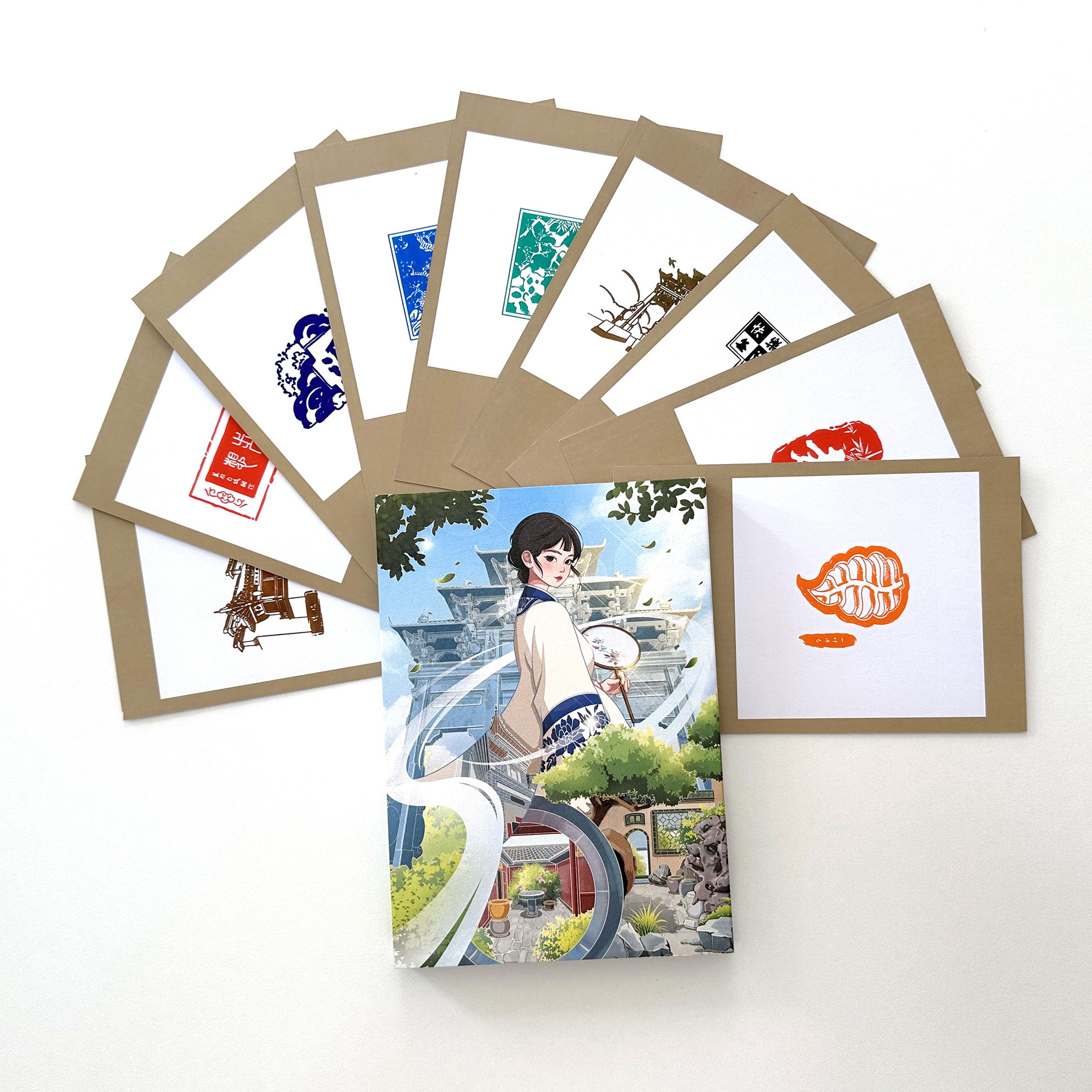 安徽西递古镇九宫格拼图印章盖章集章卡套盒纪念明信片文创收藏