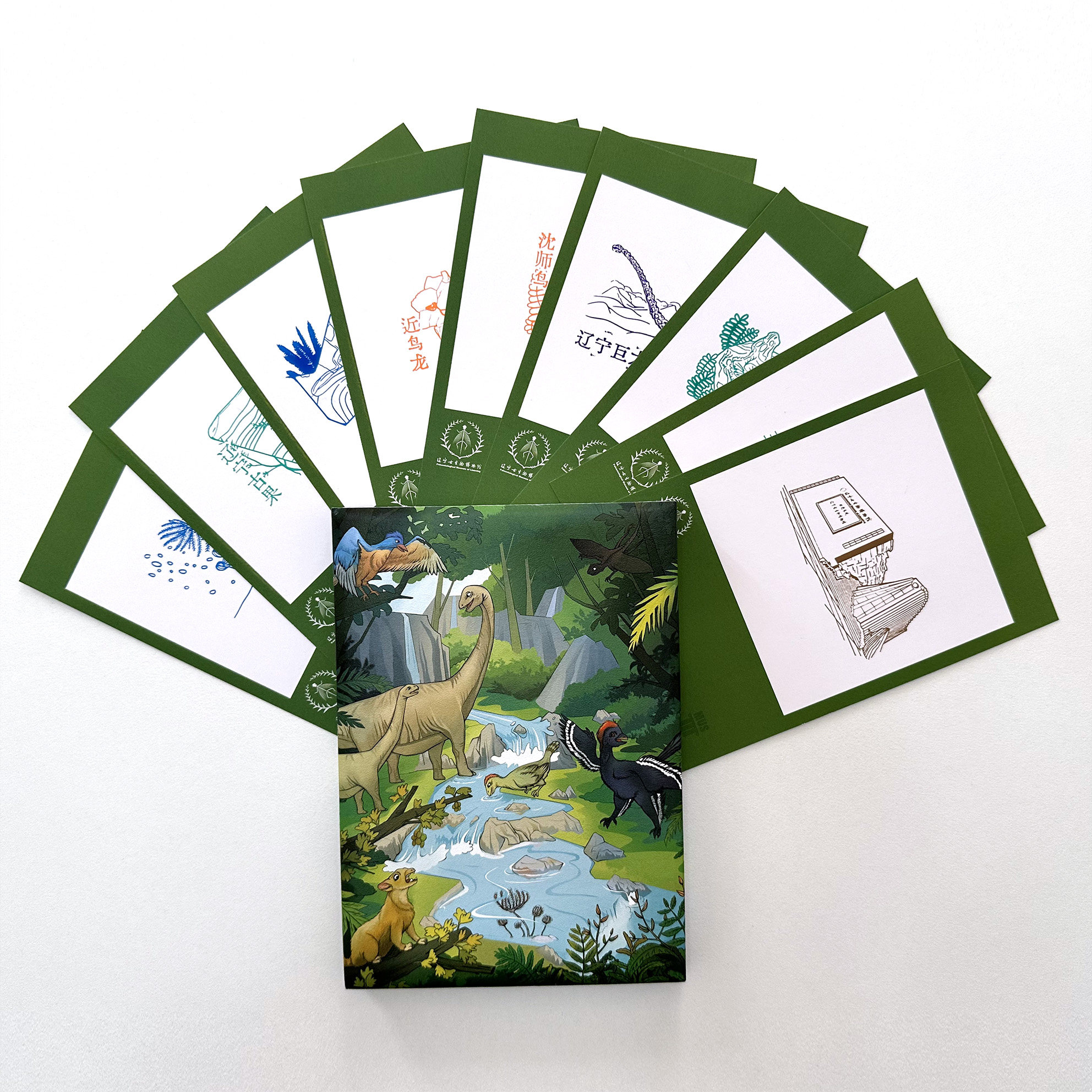 辽宁古生物博物馆MUS盖章拼图印章集章卡套盒纪念明信片套盒文创