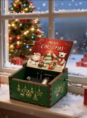 Merry Christmas Halloween Music Box Anime Theme Wooden Hand