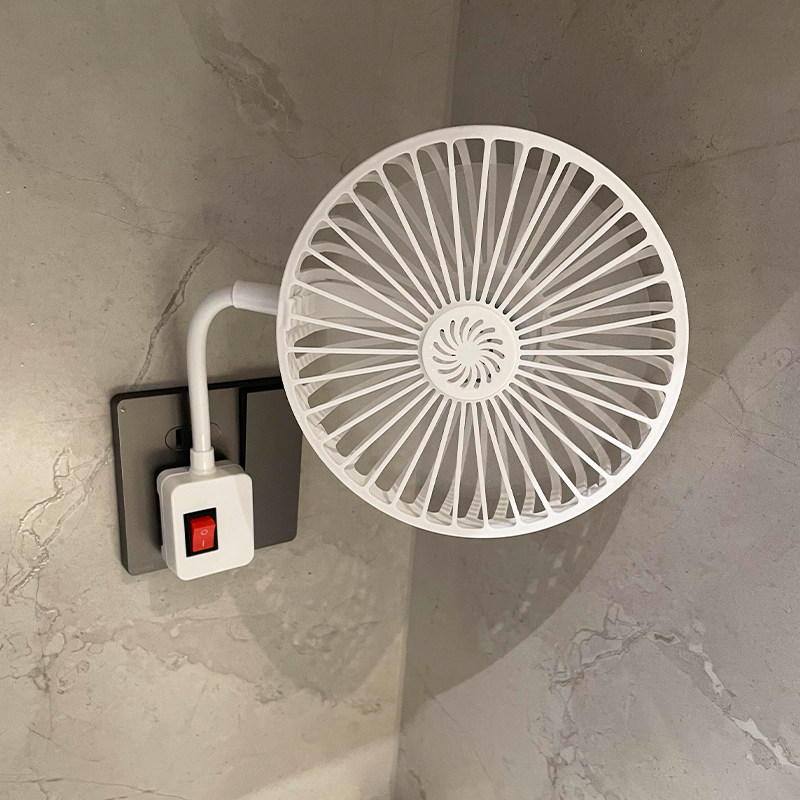 厨房专用小电风扇壁挂式三插座万向家用小型静音强力风扇2025新款