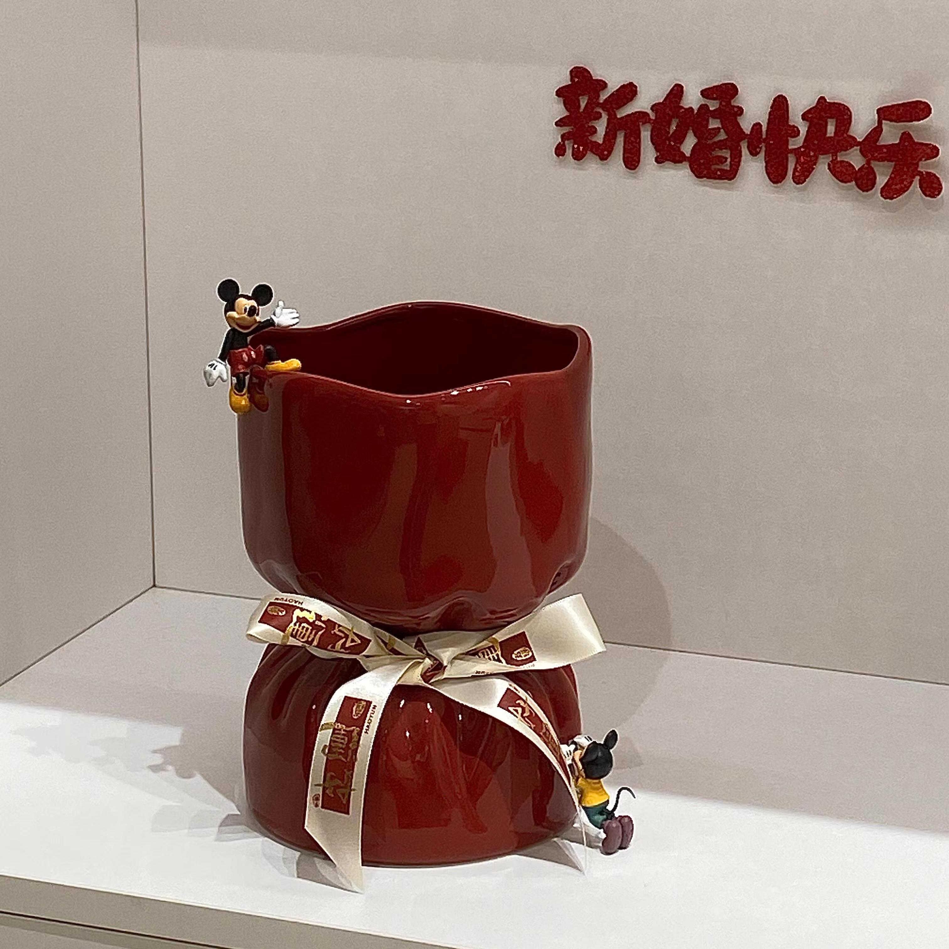 米奇花束花瓶高颜值陶瓷插花花瓶装饰手捧花摆件新家的100个快递