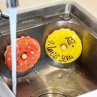 甜甜圈洗碗海绵刷碗神器魔力擦百洁布沥水架厨房专用清洁抹布可爱