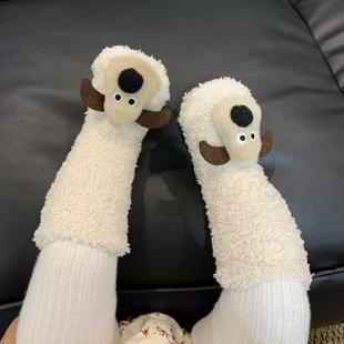 宝宝地板袜婴儿保暖地板鞋儿童毛绒绒防滑室内步前鞋冬小月龄袜靴