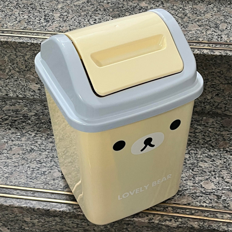 轻松熊垃圾桶家用带盖客厅卧室卫生间方形可爱卡通垃圾篓2024新款
