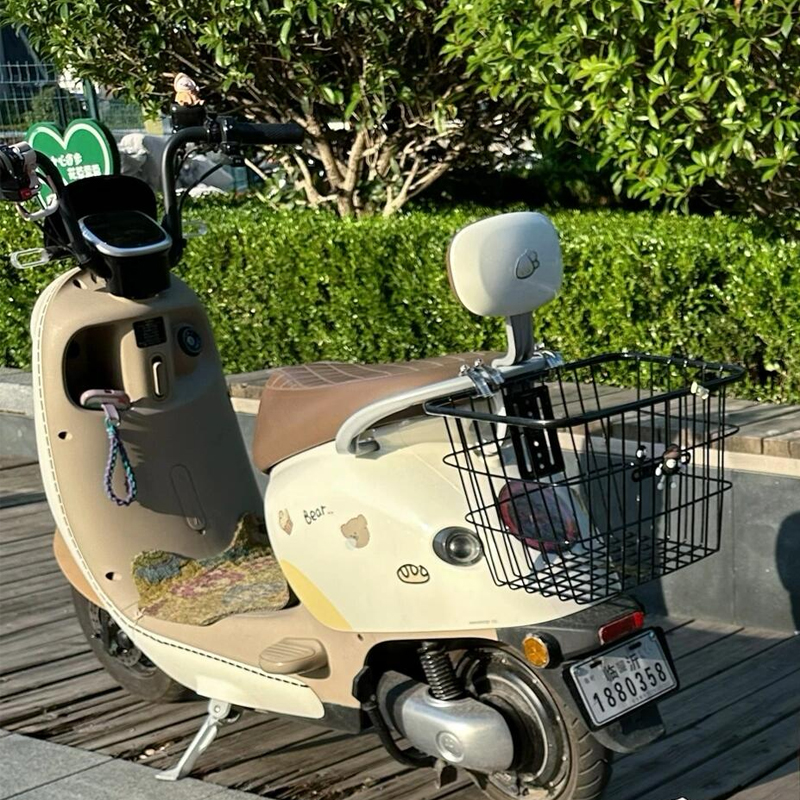 电动车后置车筐铁质加粗防尘储物便携式车篮大容量遛娃神器