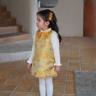 儿童加厚棉衣宝宝男童女童中国风改良复古唐装旗袍裙新中式背心裙