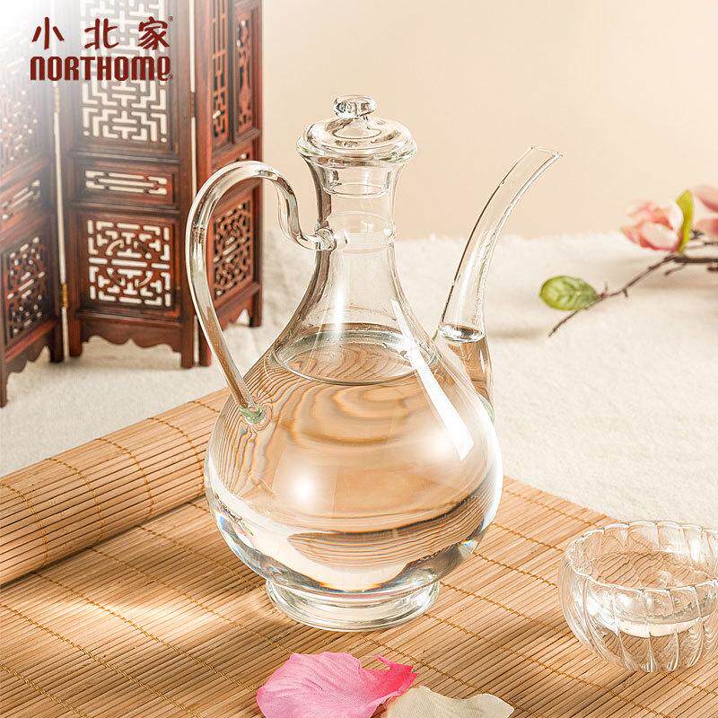 i9at耐热玻璃酒壶中式透明传统明清样式白酒壶一斤装套装分酒器