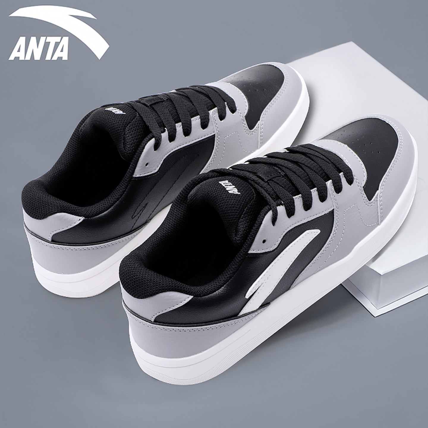 安踏男鞋路冲板鞋低帮潮流拼色