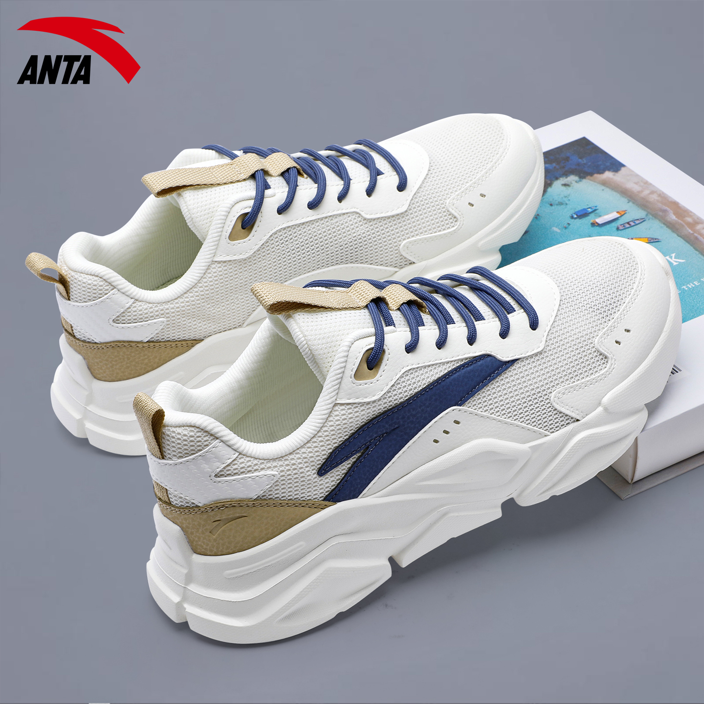 安踏2025新款透气厚底增高老爹鞋