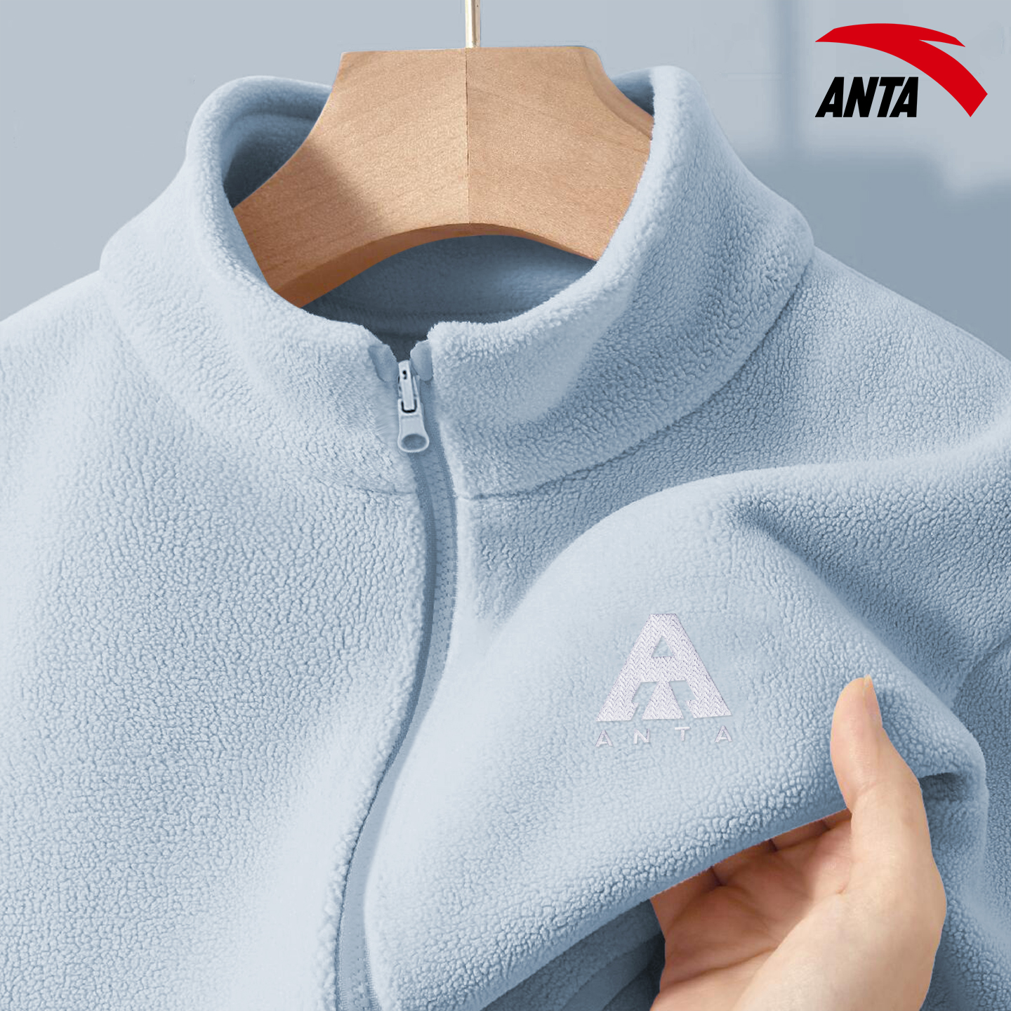 安踏摇粒绒外套女冬季新款