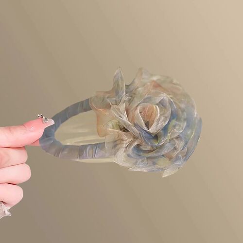 山茶抚香！超仙网纱玫瑰鸭嘴夹！氛围感后脑勺发饰气质鲨鱼夹盘发 - 封面