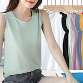外穿直筒显瘦棉质基础圆领内搭吊带背心 大码 浅绿色无袖 上衣女夏季