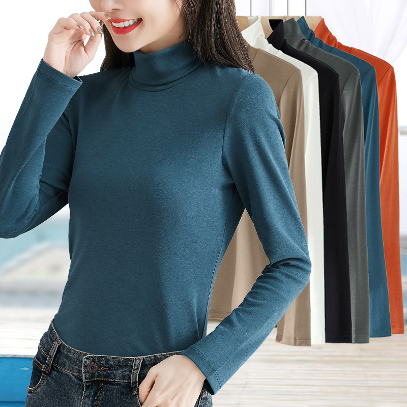 高领长袖打底衫高级感堆堆领内搭